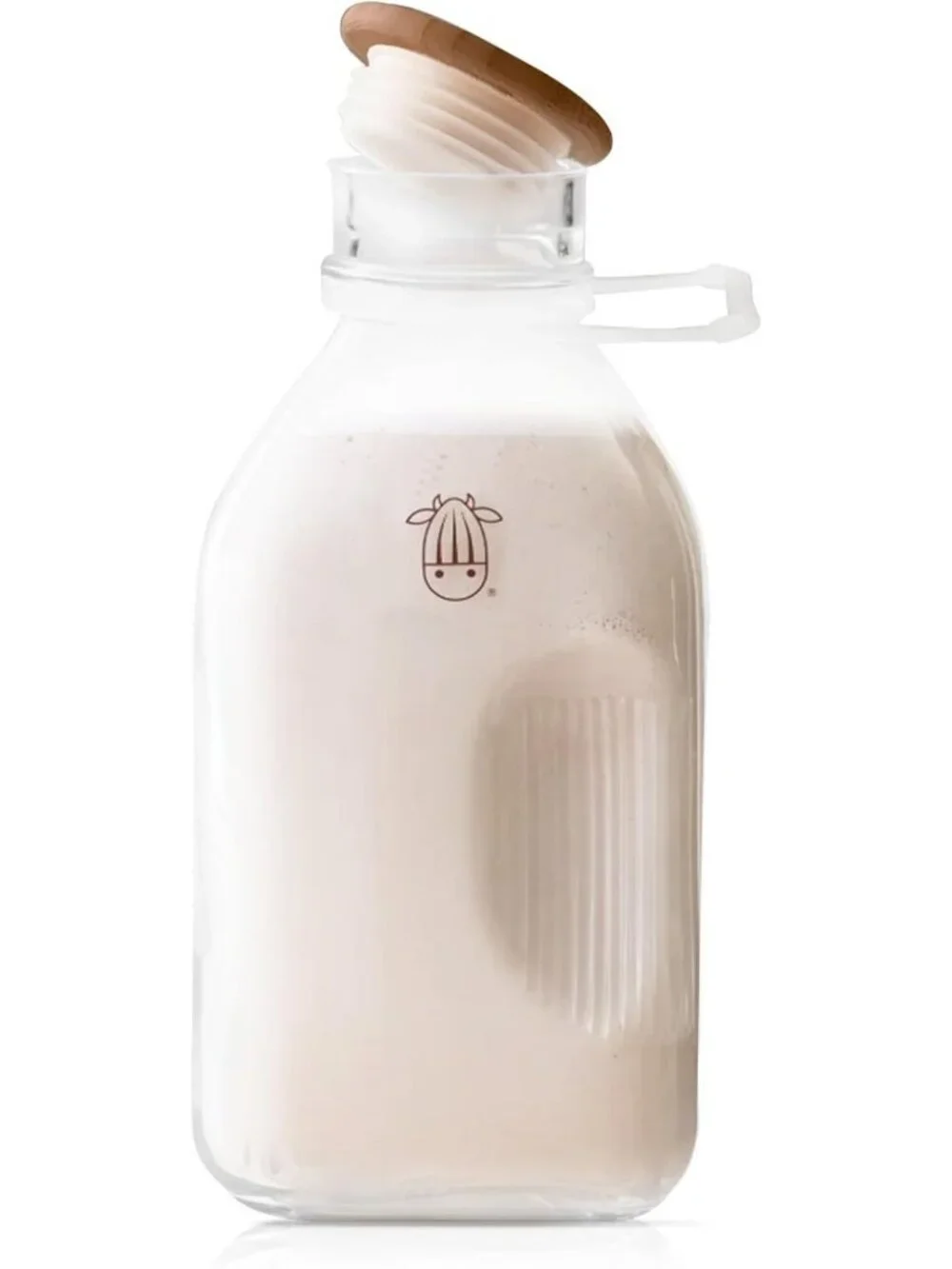 Clear Glass Milk Pitcher with Lid & Spout - 60oz Food-Grade Liquid Container
